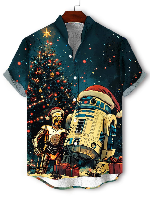 Men's Classic Movie Christmas Graphic Short Sleeve Shirt