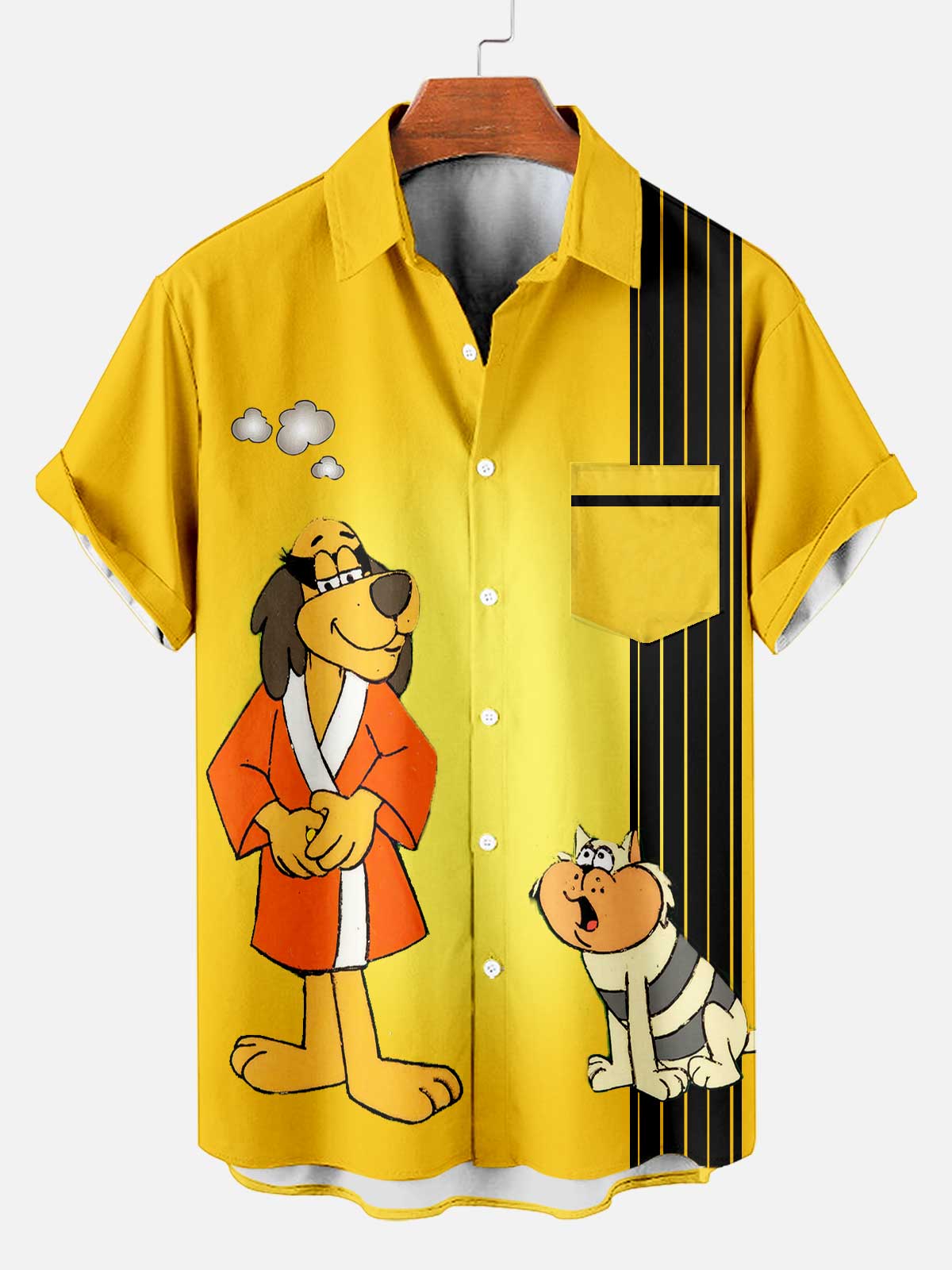 Men's Retro Anime Illustration Short Sleeve Shirt