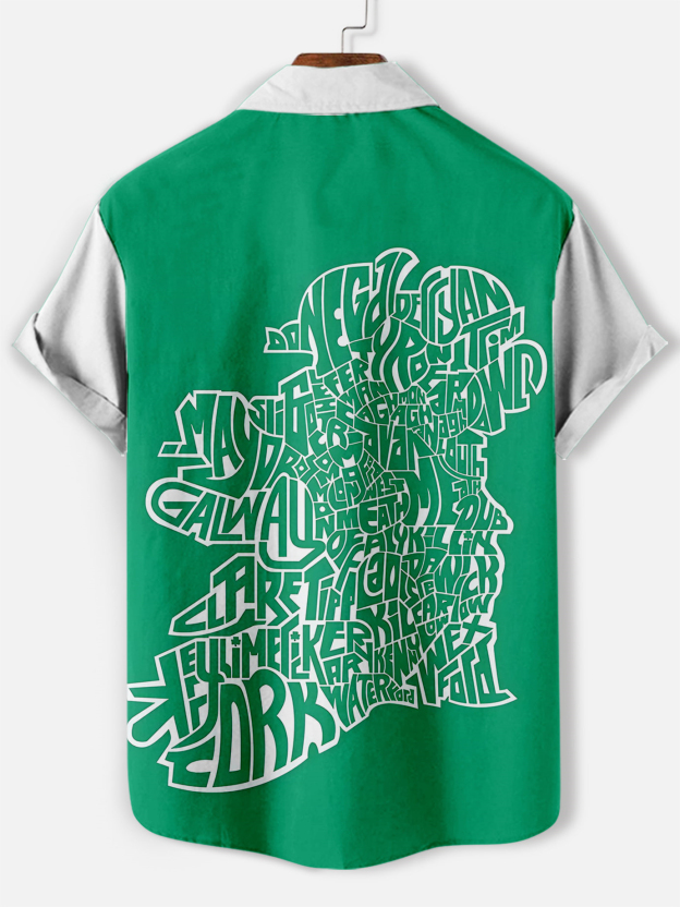 Men's Casual St. Patrick's Day Graphic Short Sleeve Shirt