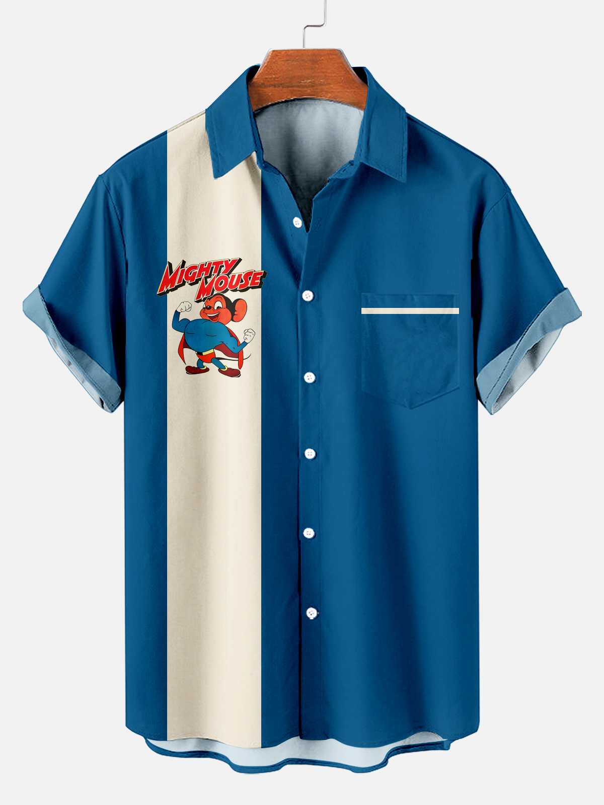 Men's Retro Cartoon Striped Casual Short Sleeve Shirt