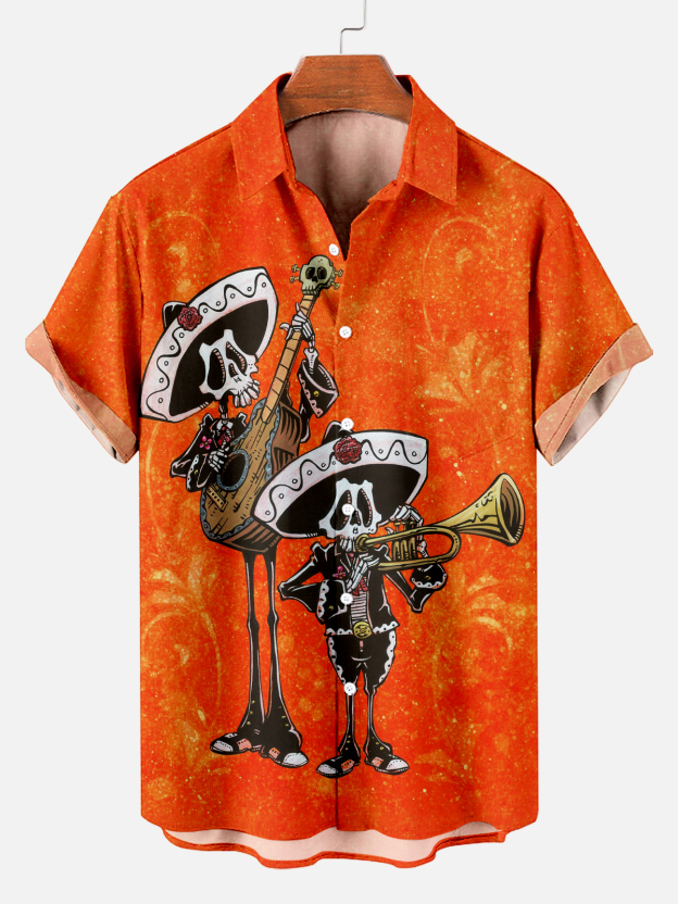 Men's Hawaiian Fun Little Yellow Duck Holiday Casual Short Sleeve Shir