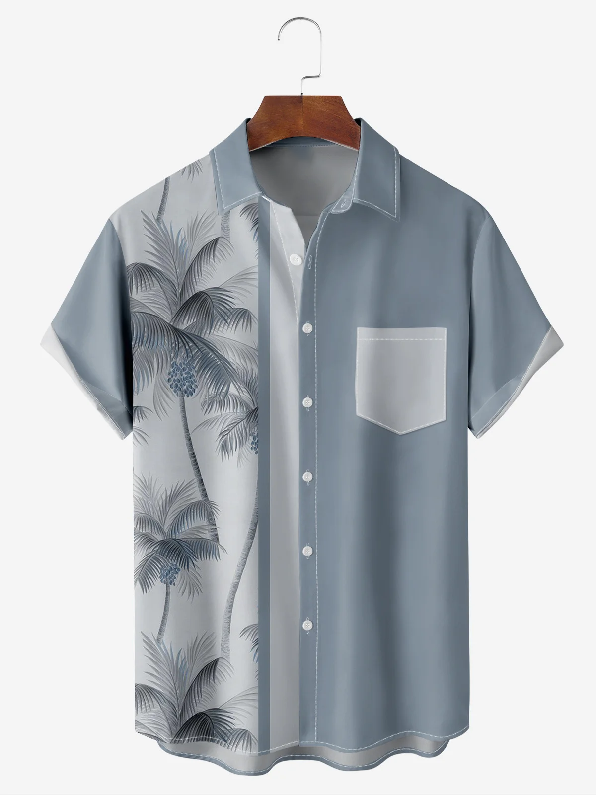 Christmas greetings from Santa Claus delivering gifts on a motorcycle Christmas Chest Pocket Short Sleeve Bowling Shirt