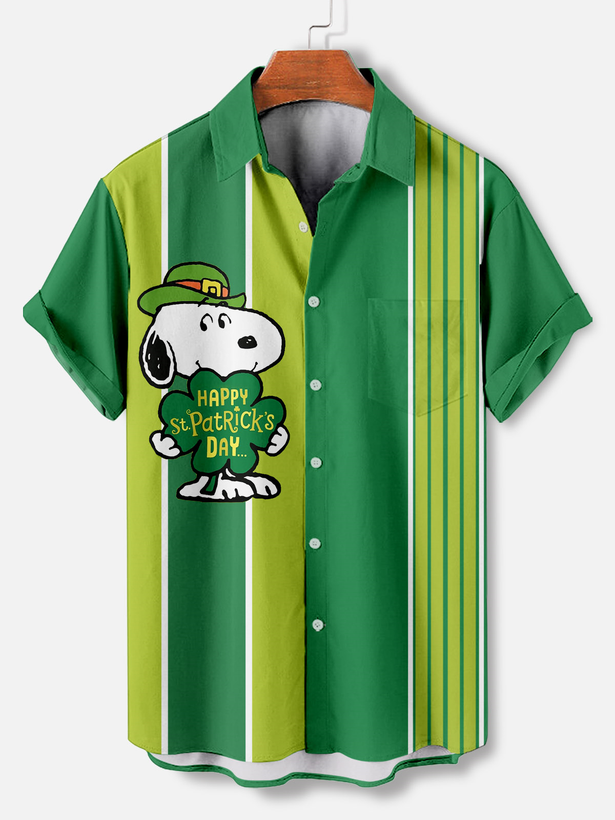 Men's Casual St. Patrick's Day Graphic Short Sleeve Shirt