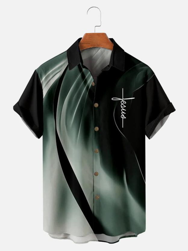 Men's Easter Cross Print Short Sleeve Shirt