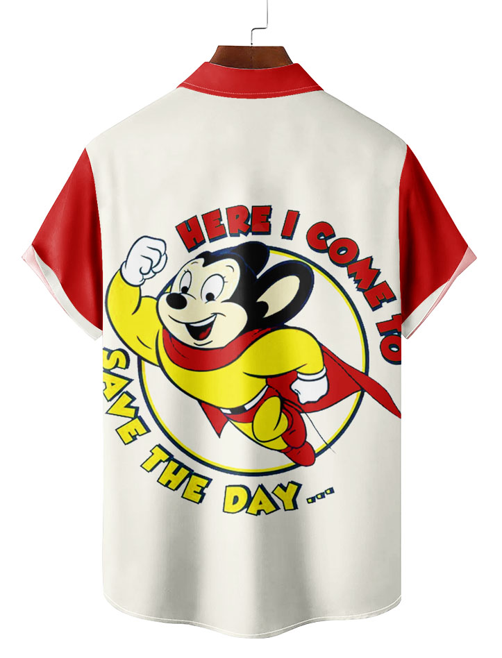 Classic Cartoon pattern short sleeved shirt
