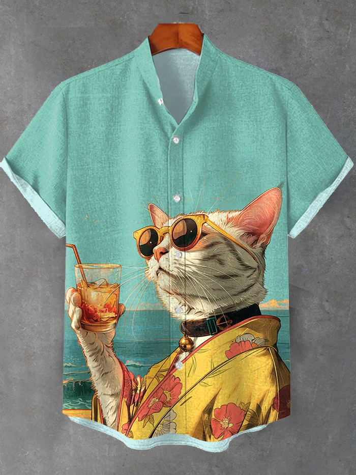 Men's Hawaiian Fun Animal Print Short Sleeve Shirt