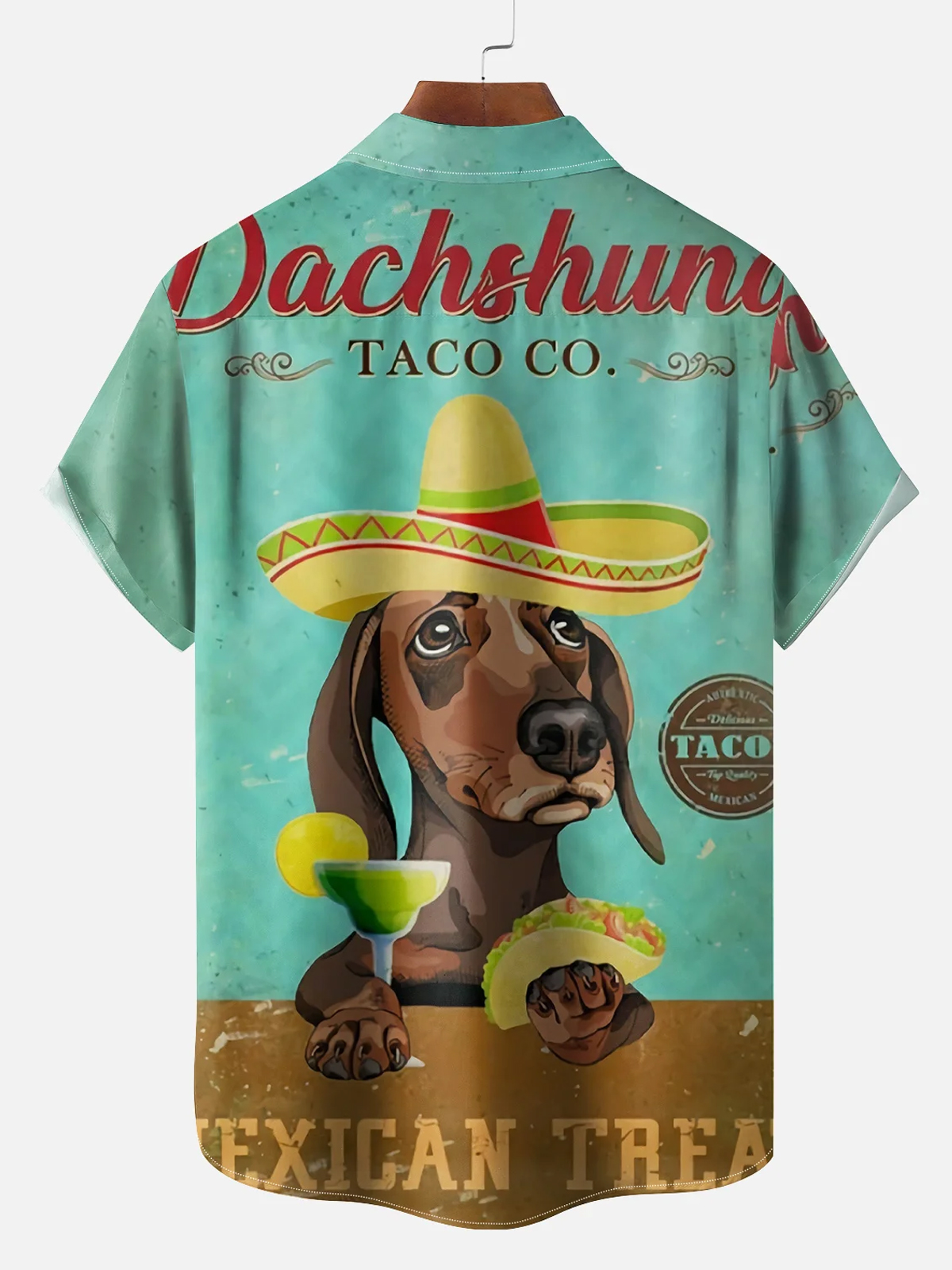 Vintage Dachshund Print Hawaiian Short Sleeve Shirt