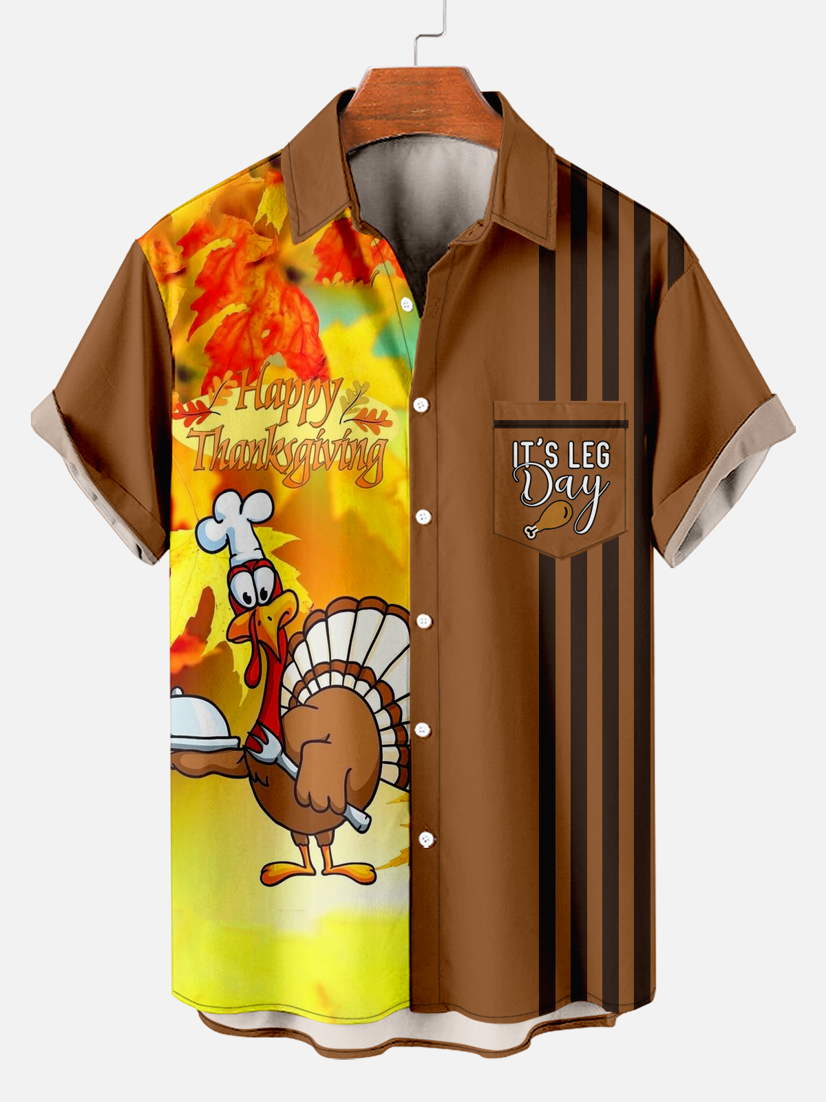 Men's Thanksgiving Turkey Chef Stripe Shirt