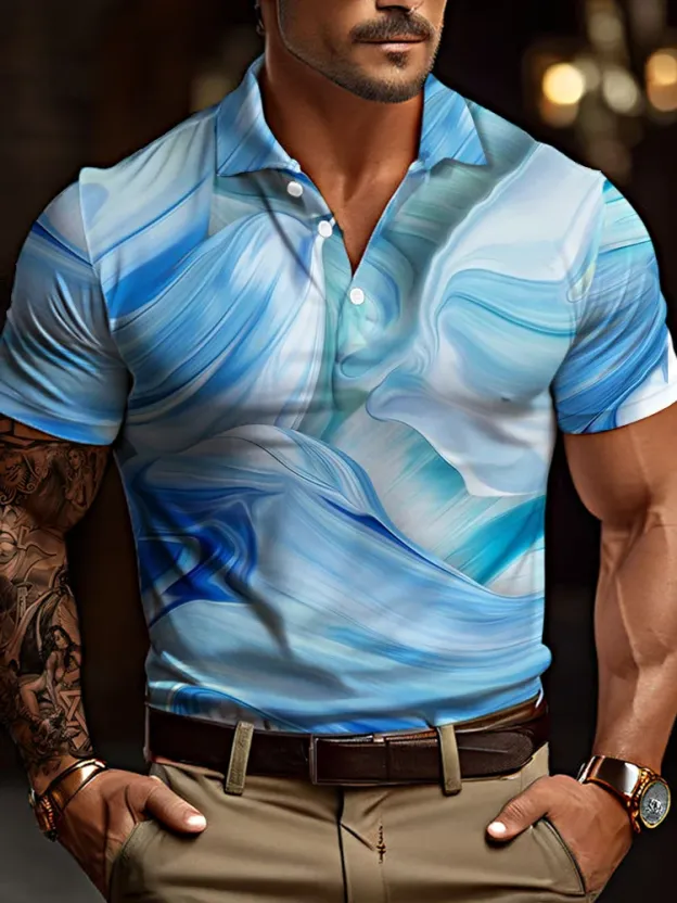 Stylish Blue Print Cotton Linen Shirt