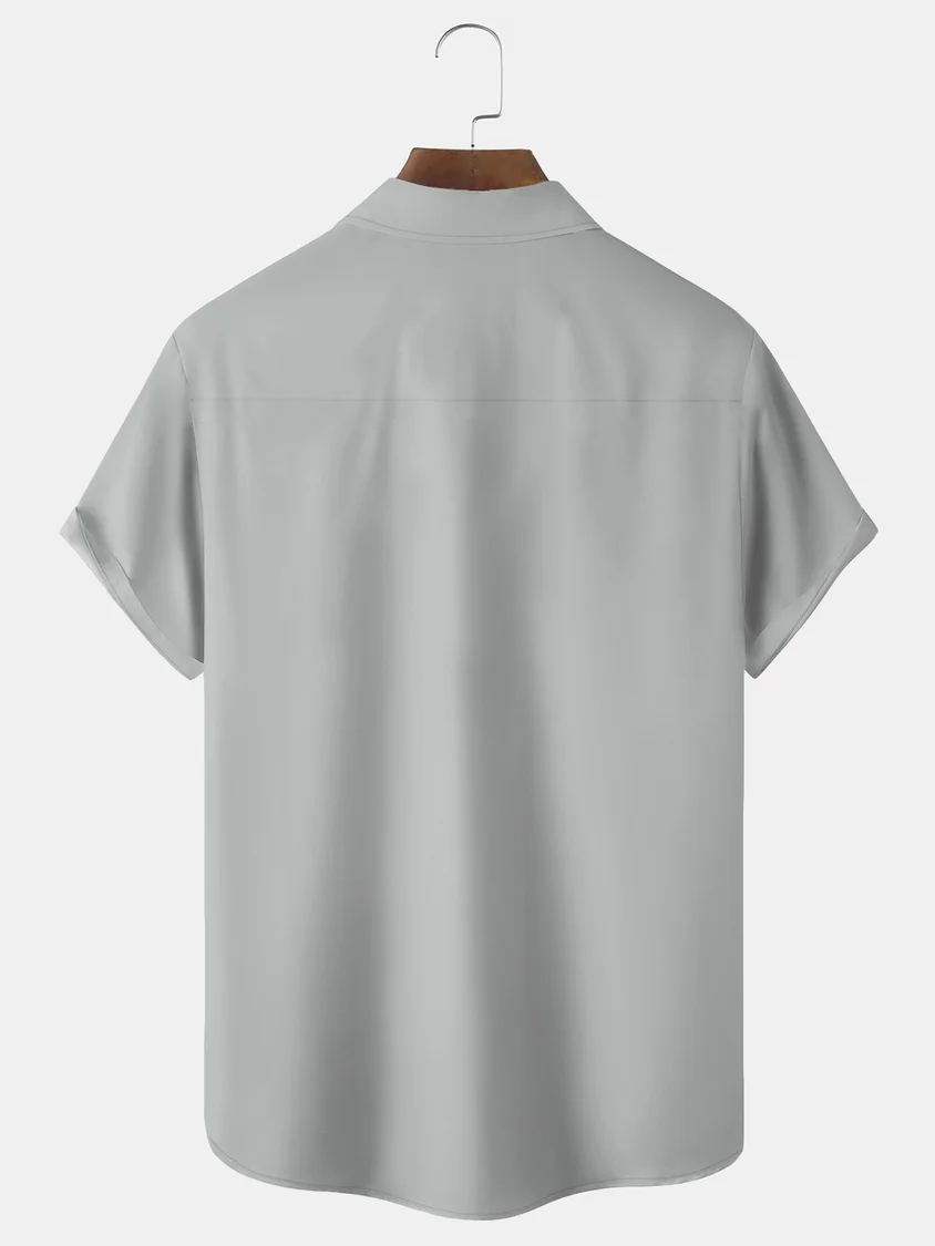 Leisure Bamboo Printing Lapel Neck Short Sleeve Shirt