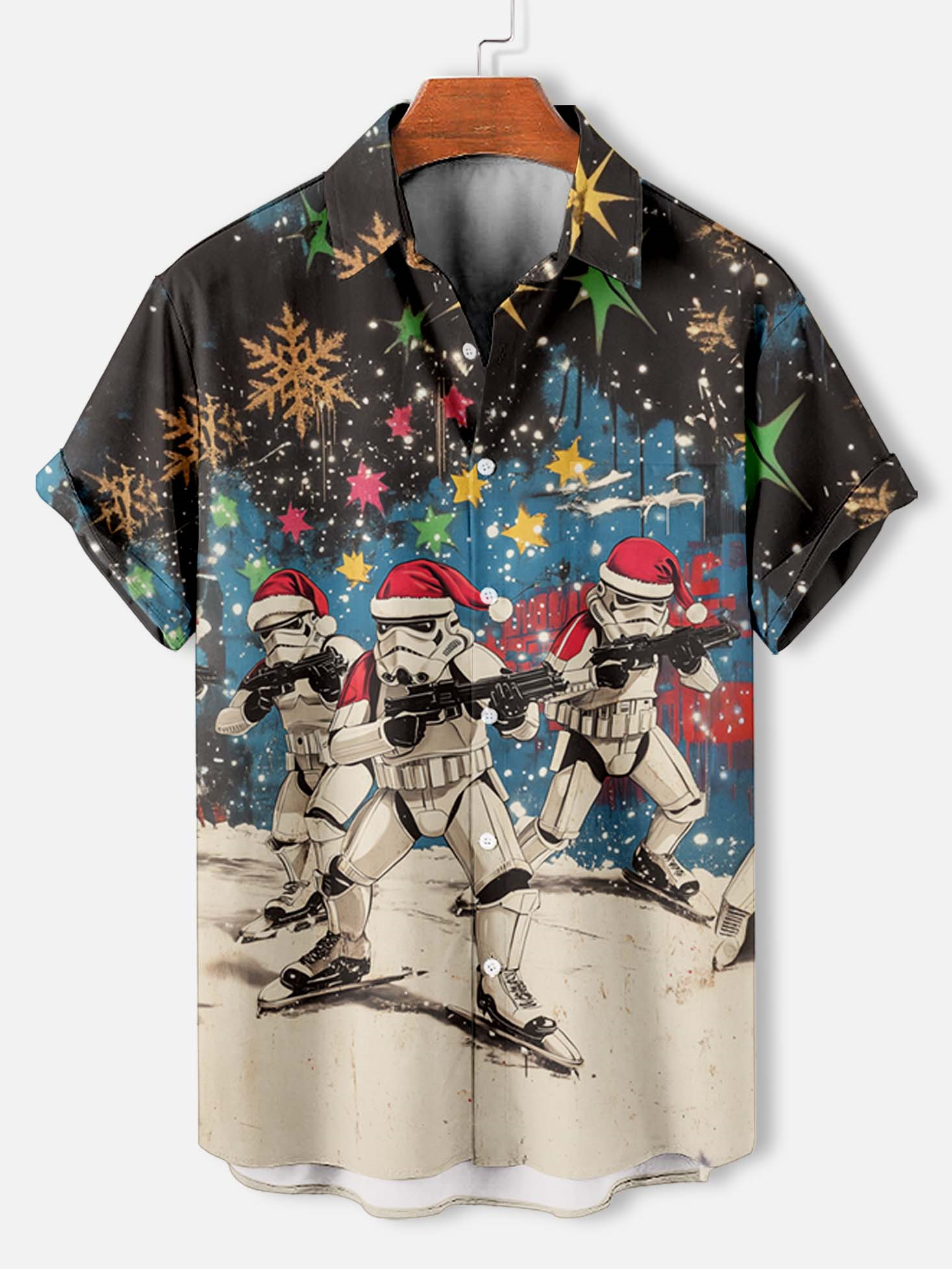 Men's Classic Movie Christmas Graphic Short Sleeve Shirt