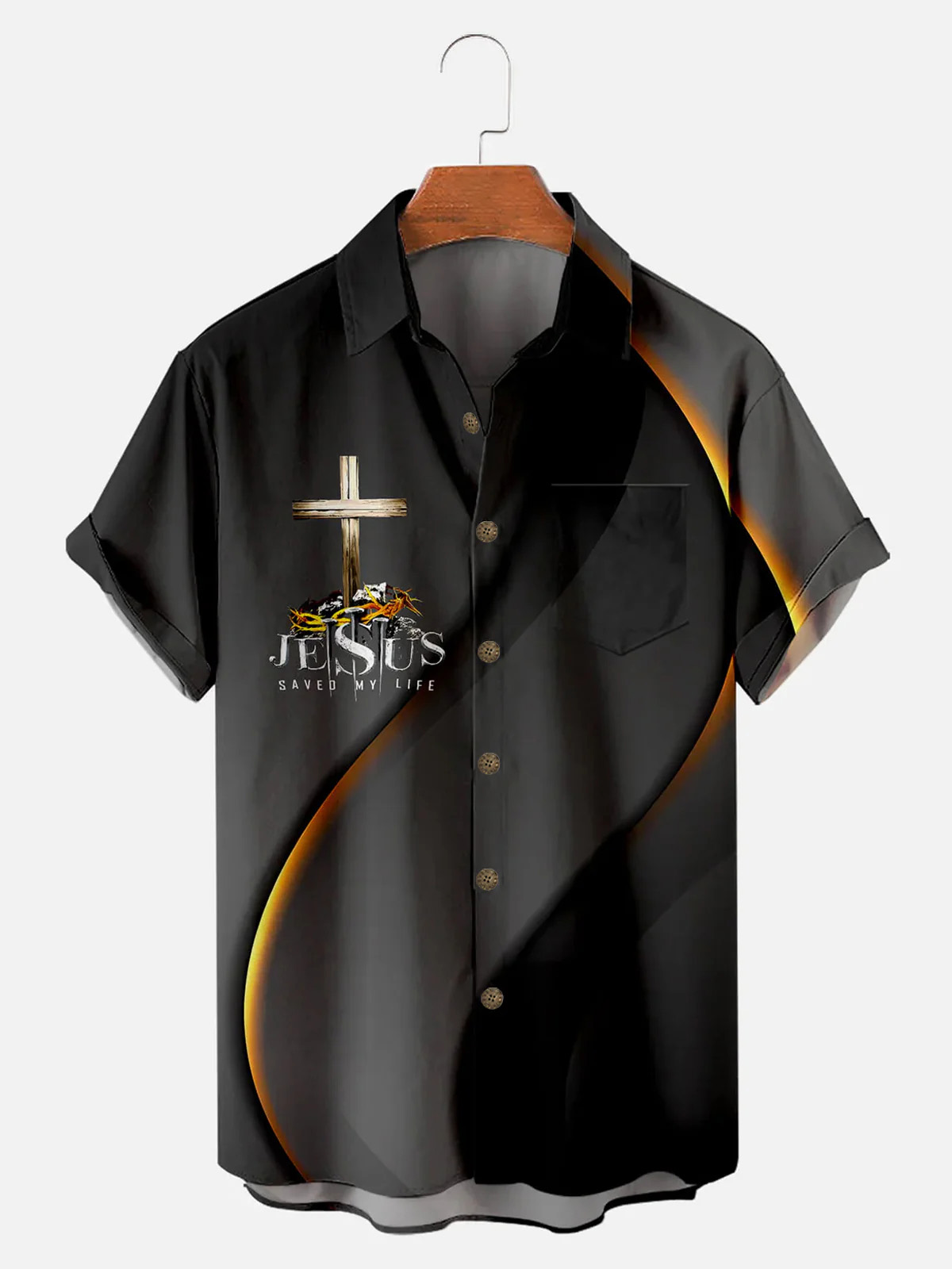 Men's Easter Cross Print Short Sleeve Shirt