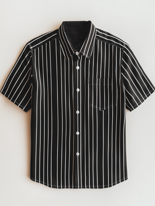 Men's business casual striped short-sleeved shirt