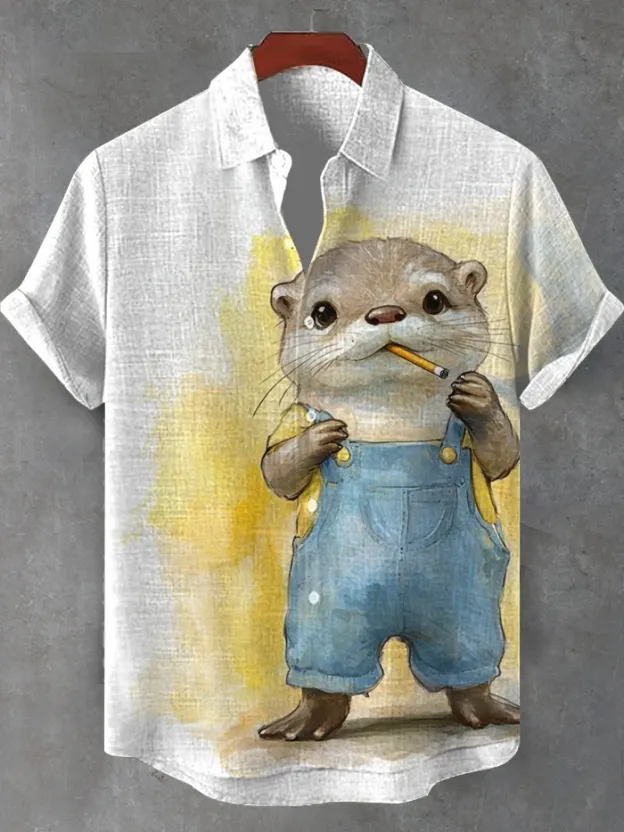[Copy]Men's Classic Movie Godfather Animal Fun Graphic Short Sleeve Shirt