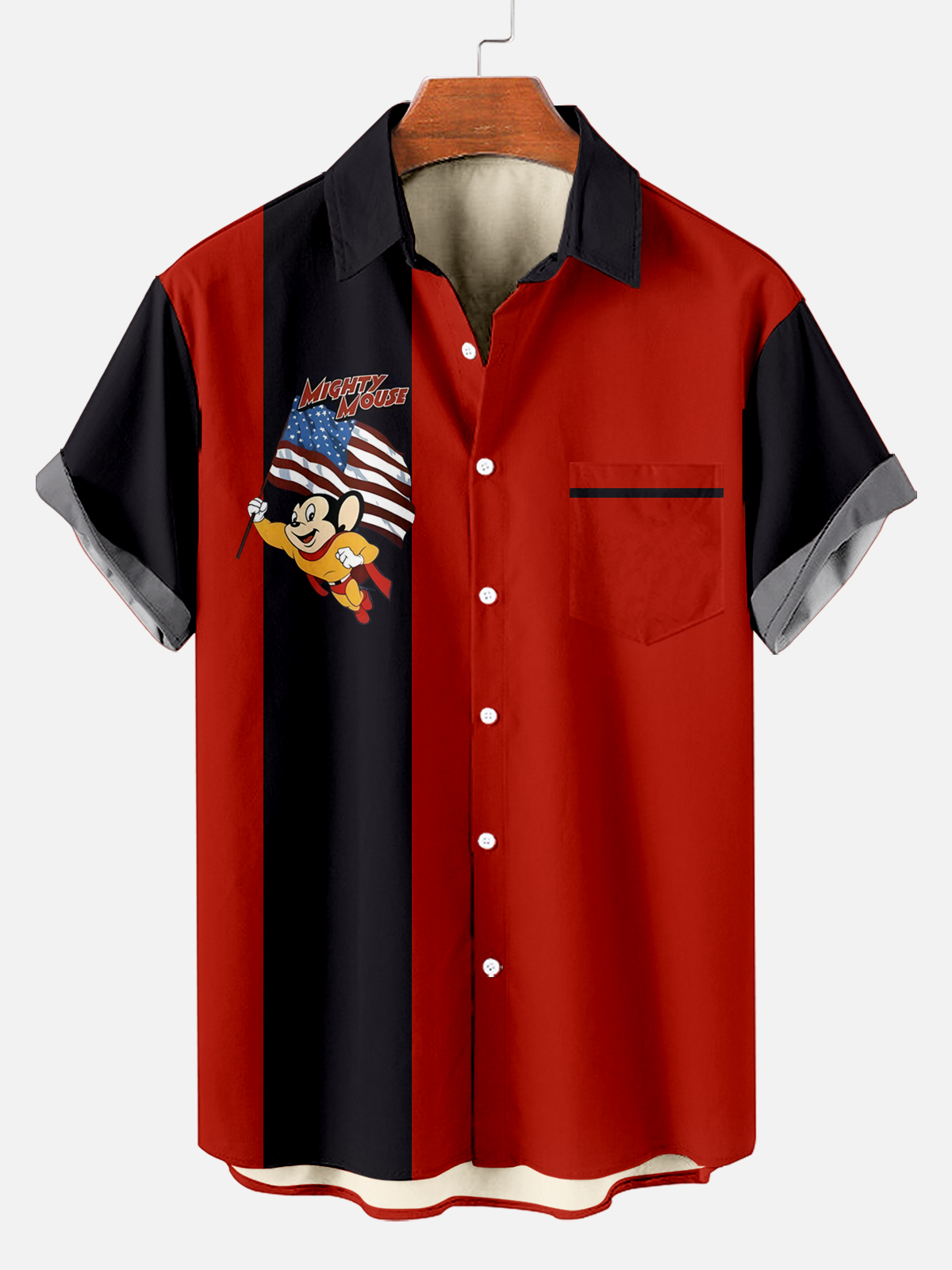 Men's Retro Cartoon Striped Casual Short Sleeve Shirt
