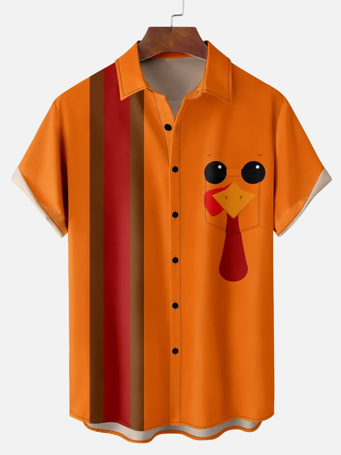 Men's Comfort Thanksgiving Turkey Stripe Print Shirt