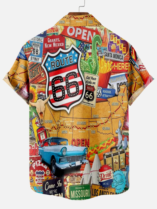 Men's American Vintage Road Print Short Sleeve Shirt