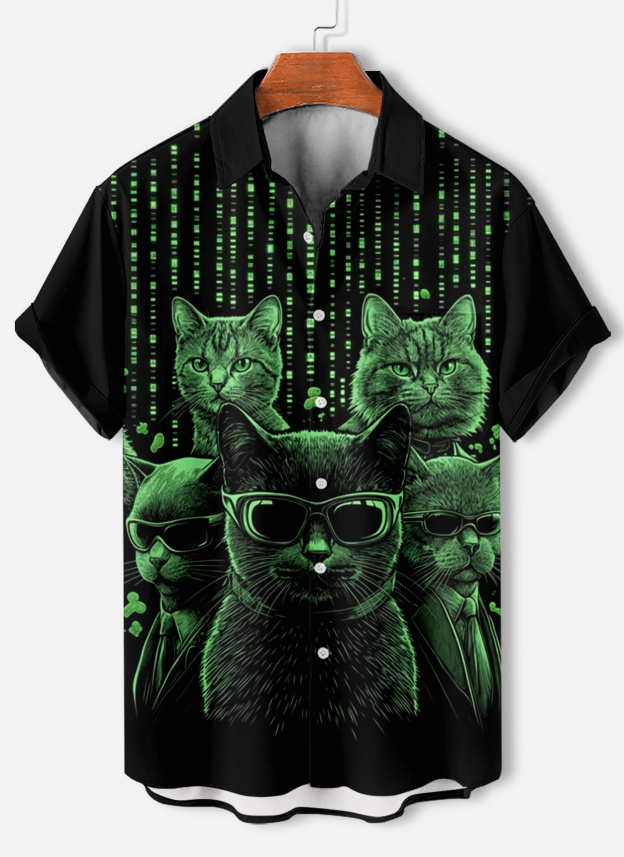 [Copy]Men's Classic Movie Godfather Animal Fun Graphic Short Sleeve Shirt