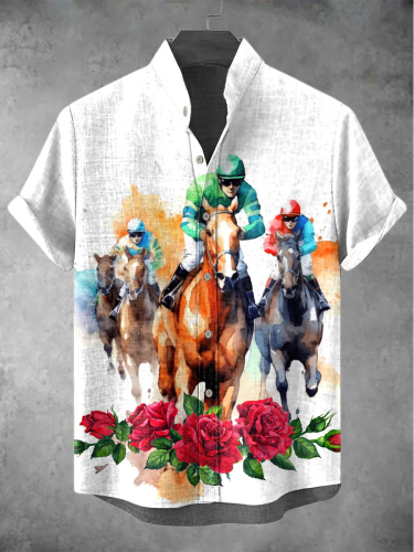 Men's Horse Racing Graphic Short Sleeve Shirt