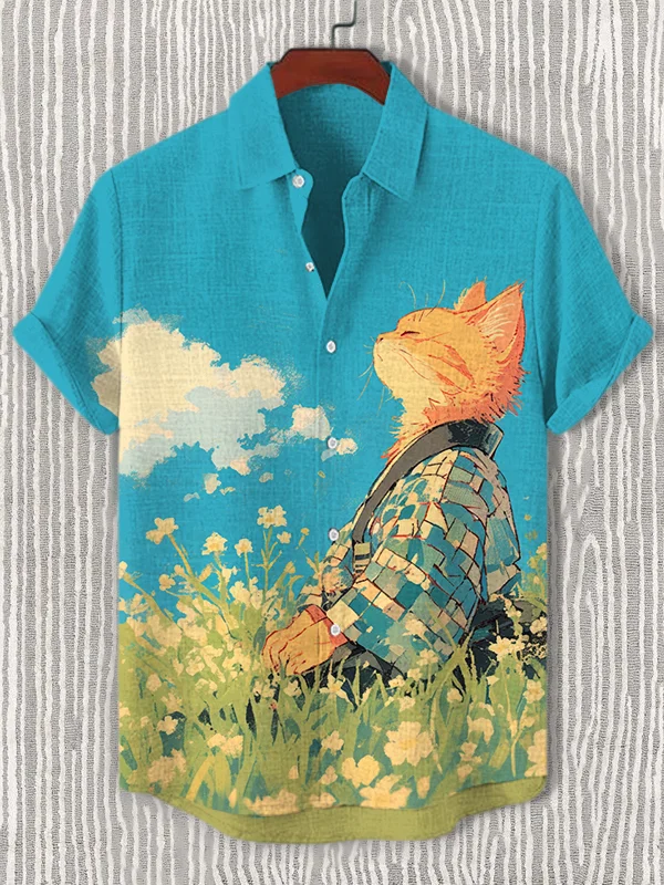 Men's Hawaiian Fun Animal Print Short Sleeve Shirt