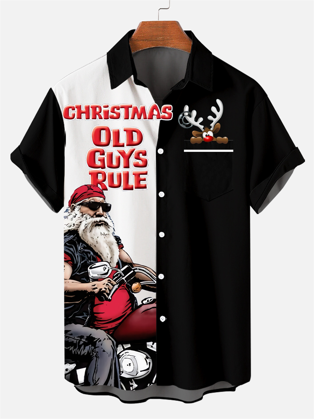 Men's Christmas Let's Ride Design Short Sleeve Shirt 0484