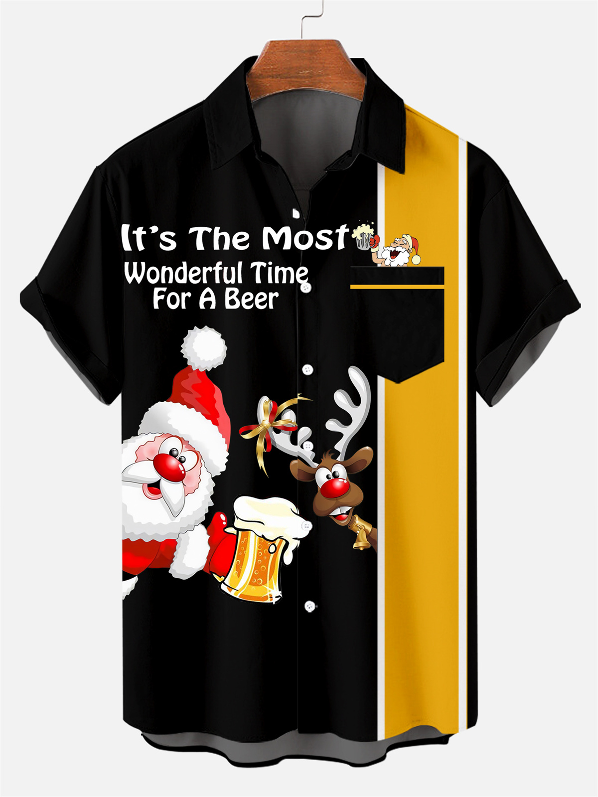 Men's Christmas Stripe Design Short Sleeve Shirt  0513