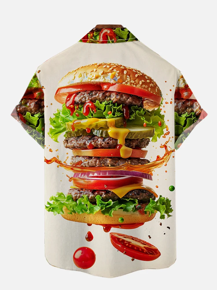 Men's Casual Comfortable Thanksgiving Food Short Sleeve Shirt