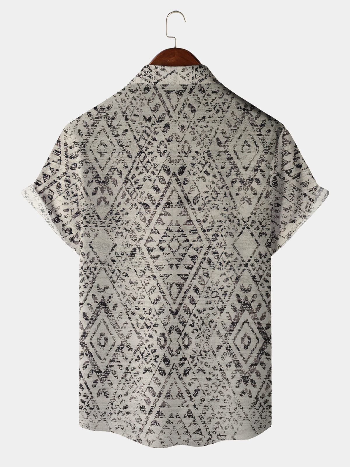 Men's casual patterned lapel pocket short sleeved shirt