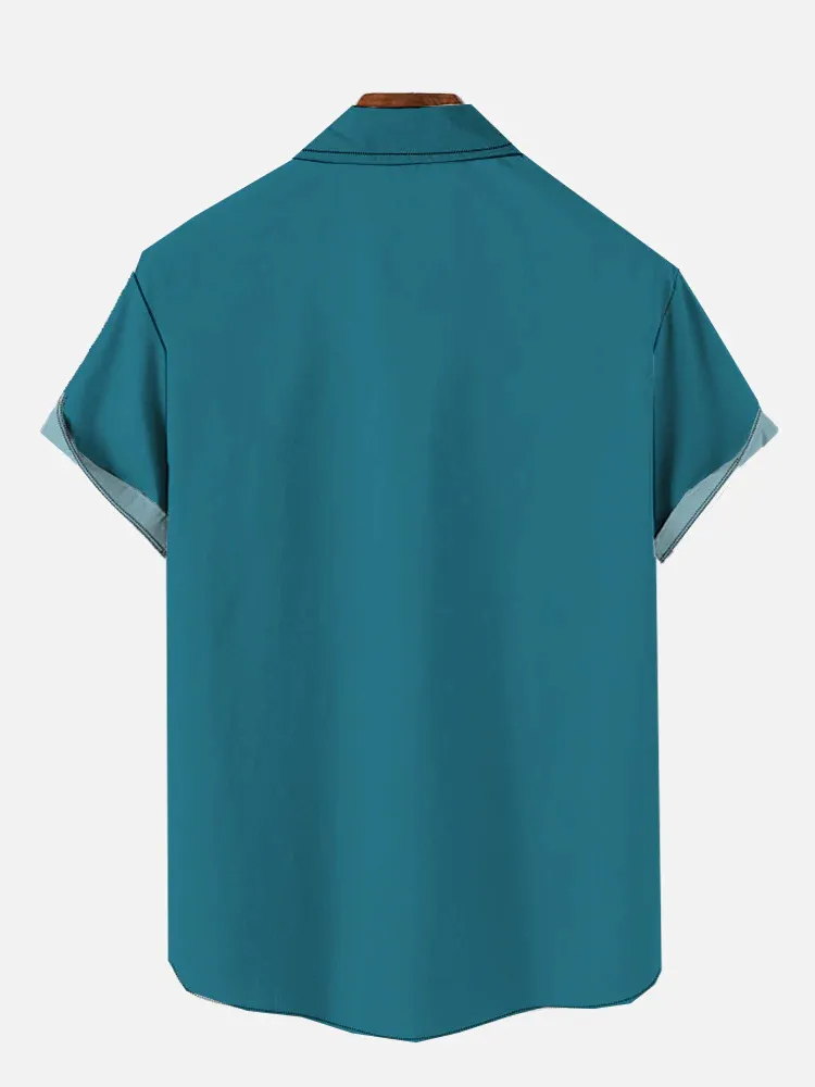 Men's Fun Pig Sausage Polo Collar Short Sleeve Bowling Shirt