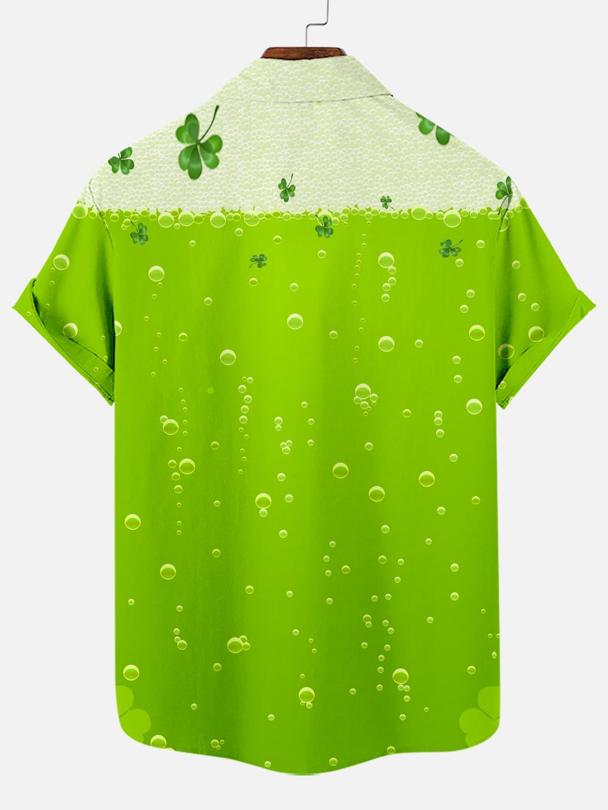 Men's St. Patrick's surfing print collar short sleeved pocket shirt