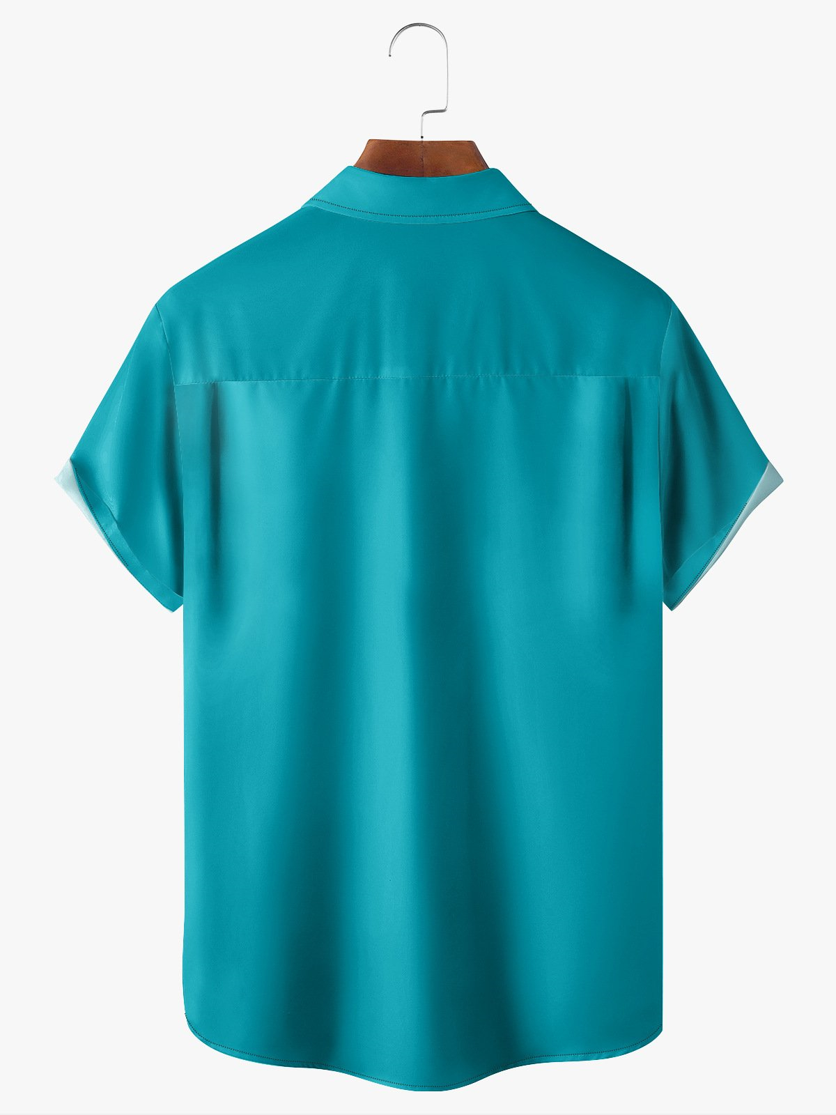 Men's striped casual short sleeved pocket bowling shirt