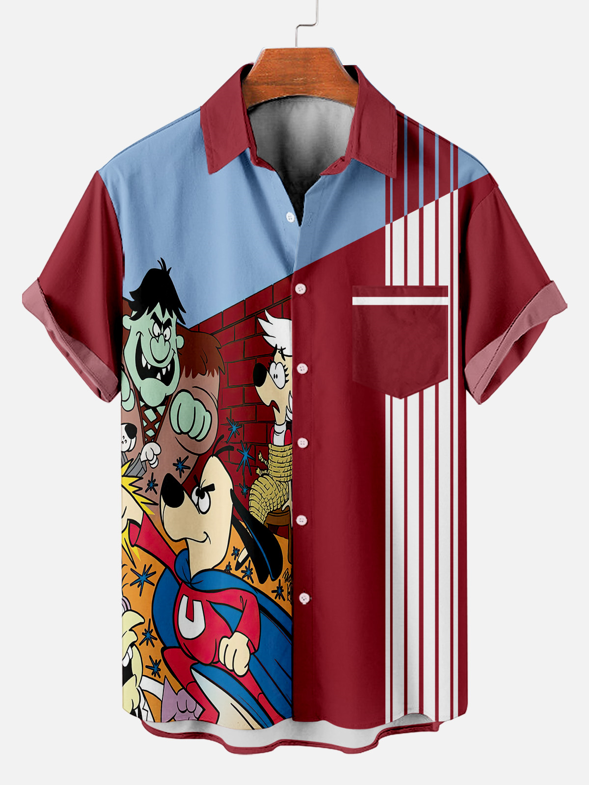 Men's Retro Cartoon Graphic Short Sleeve Shirt