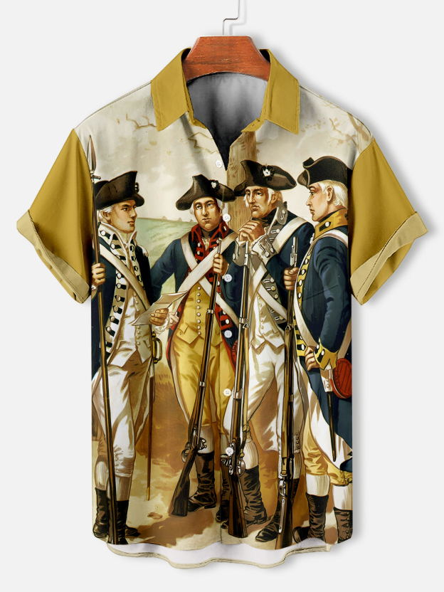 Men's American Revolutionary War Illustration short sleeve shirt