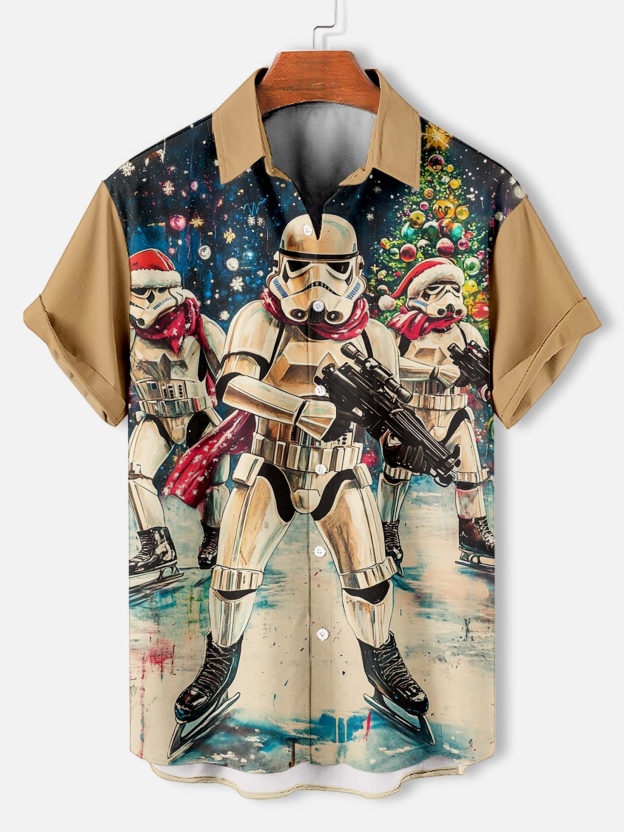 Men's Classic Movie Christmas Graphic Short Sleeve Shirt