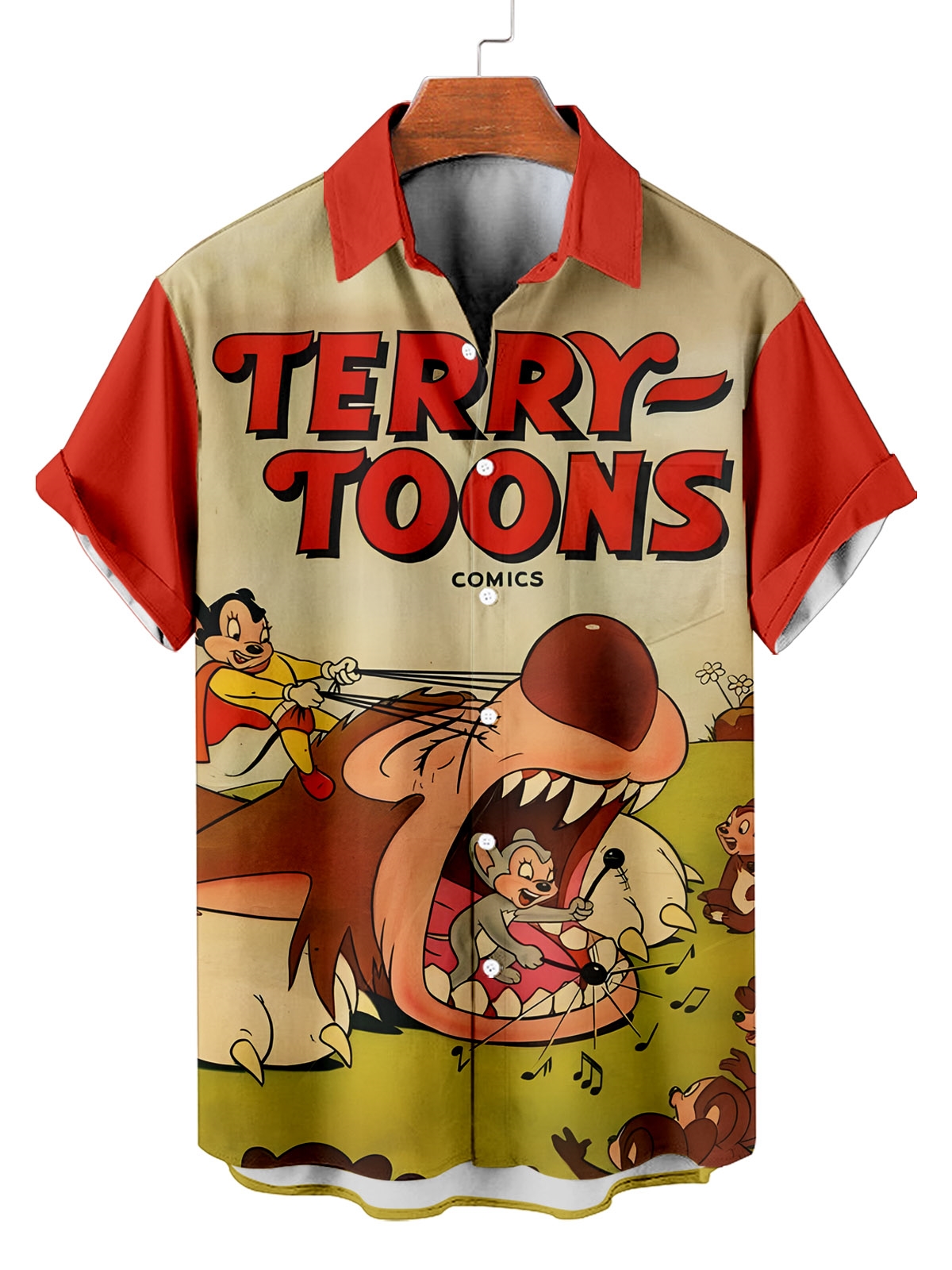 Classic Cartoon pattern short sleeved shirt