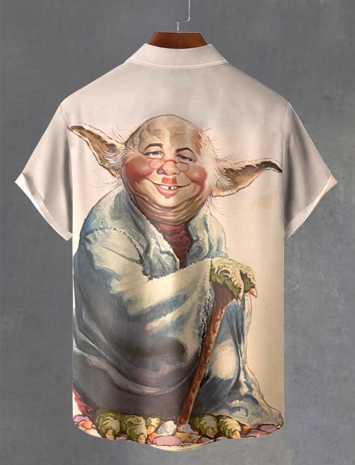 Men's Retro Anime Illustration Short Sleeve Shirt