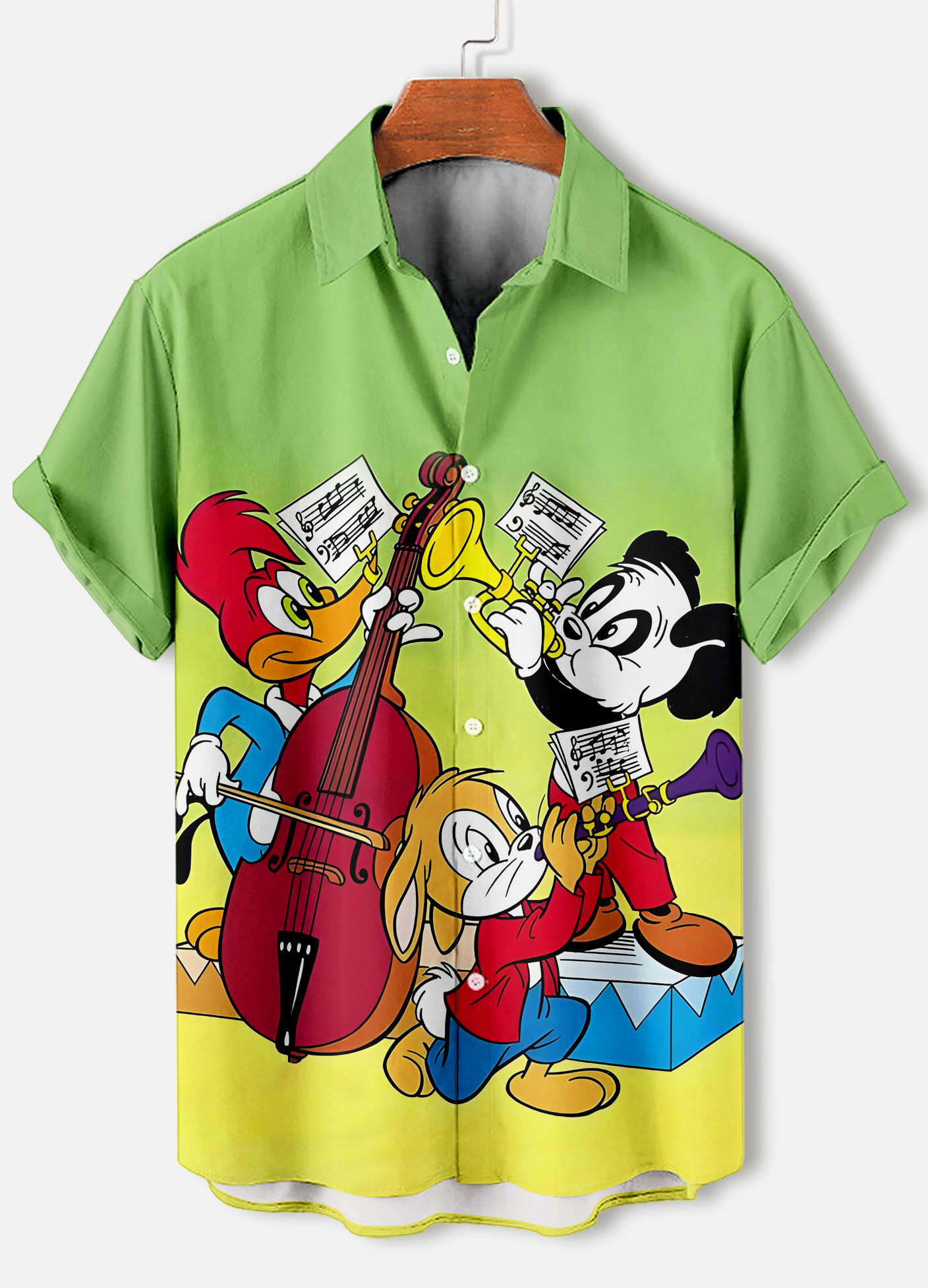 Men's Casual Retro Cartoon Anime Woodpecker Woody Graphic Short Sleeve Shirt