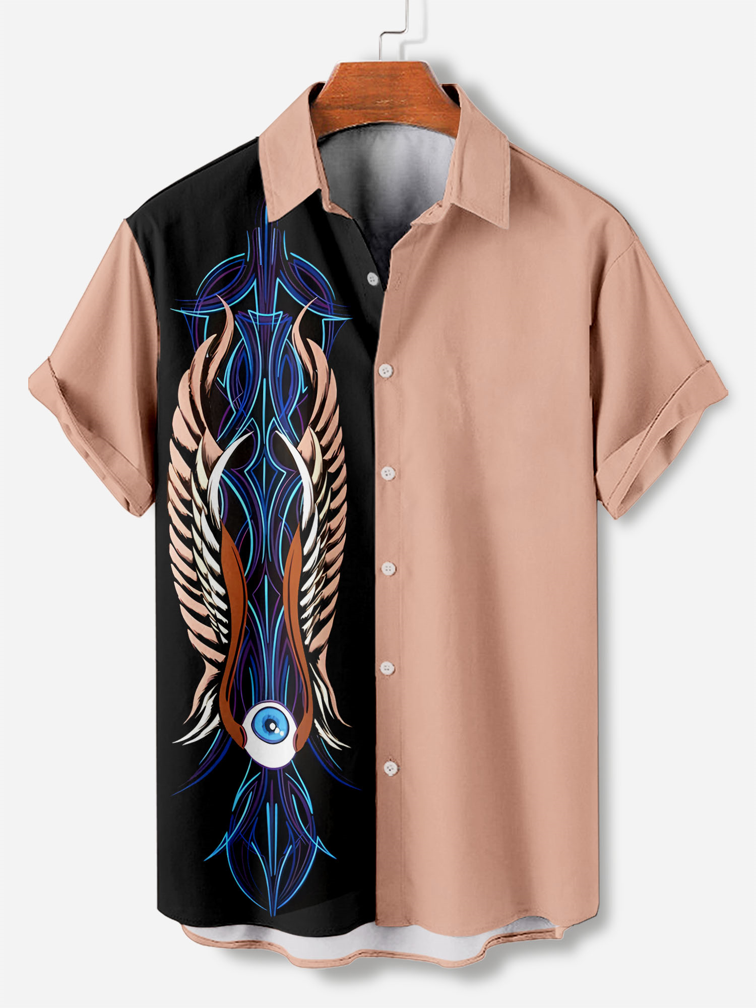 Men's retro cartoon car element short-sleeved shirt
