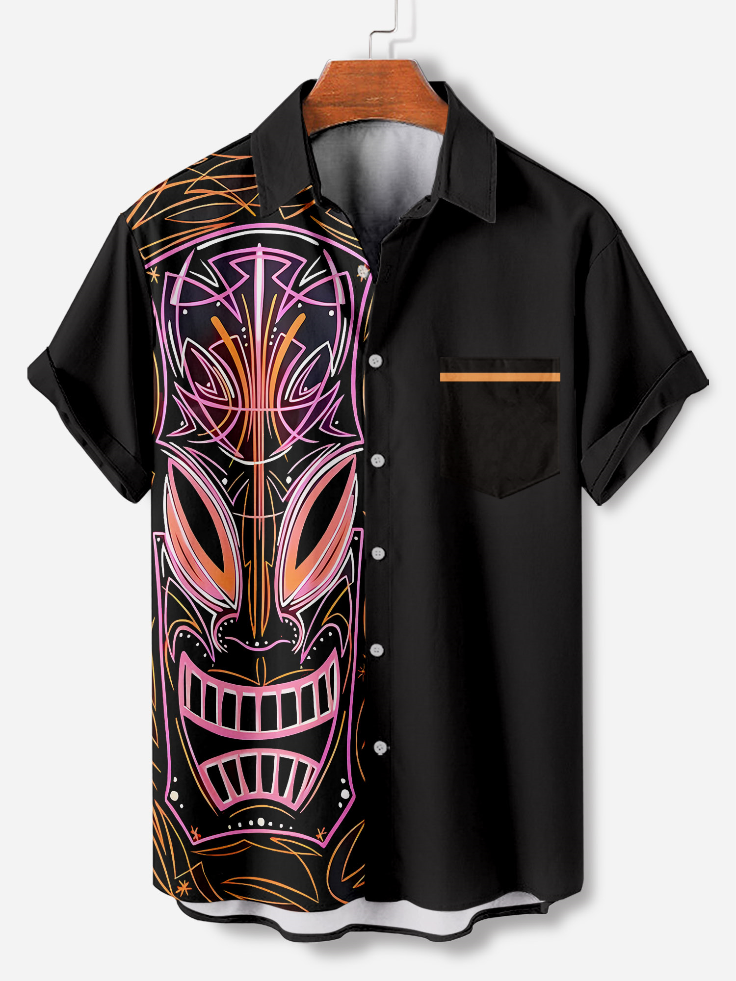 Men's cartoon racing stripe element short-sleeved shirt