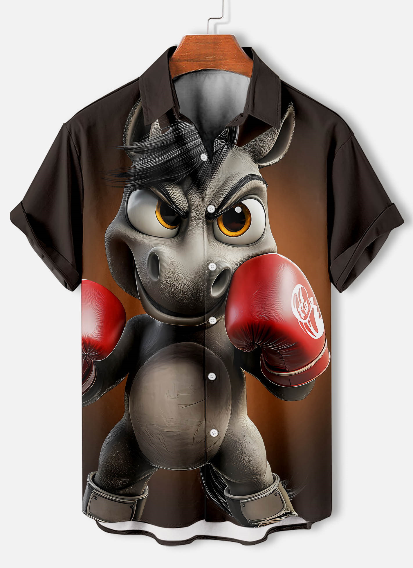Men's Funny Animal Kung Fu Horse Graphic Short Sleeve Shirt