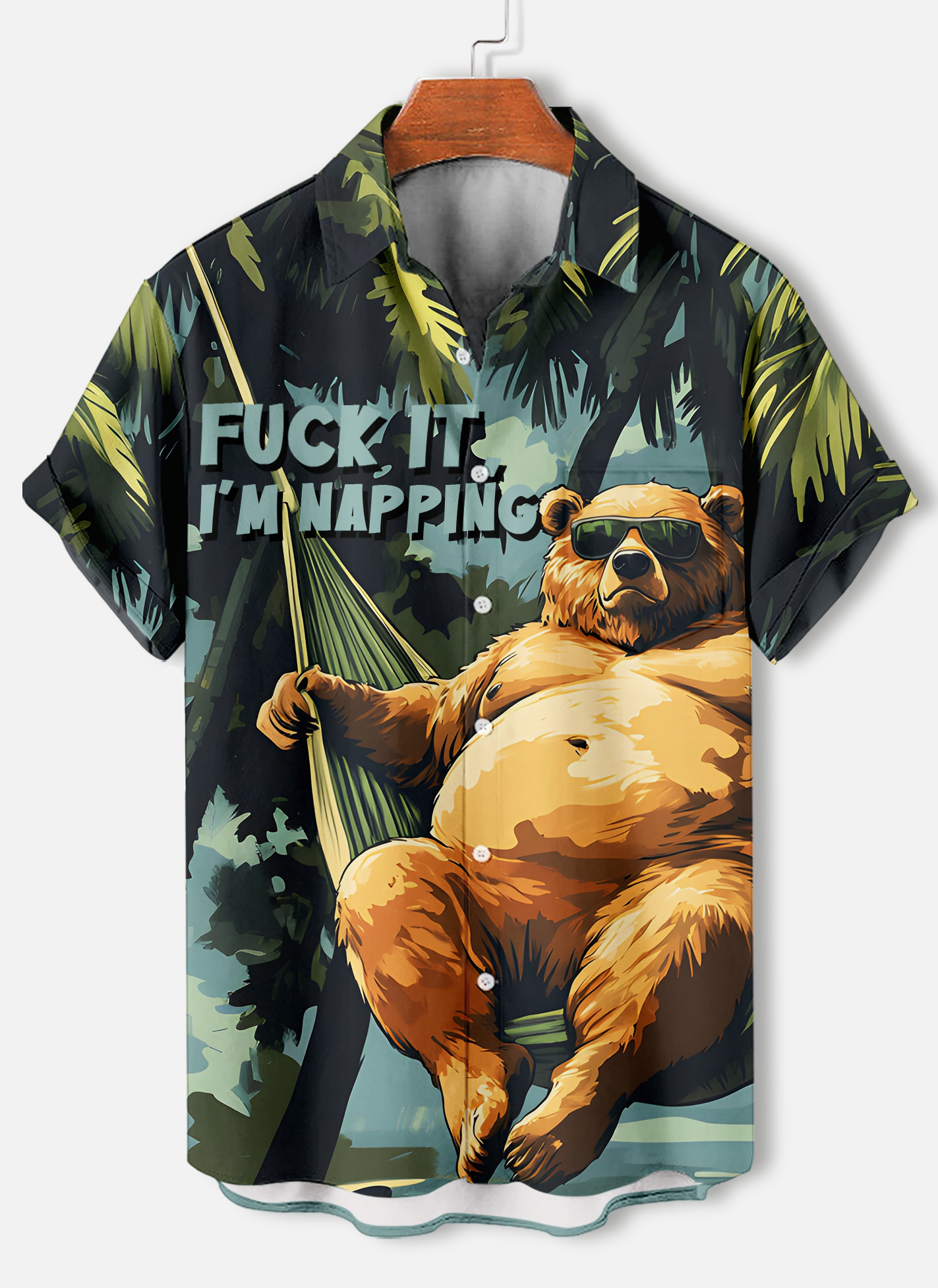 Men's funny cartoon animal slogan graphic short sleeve shirt