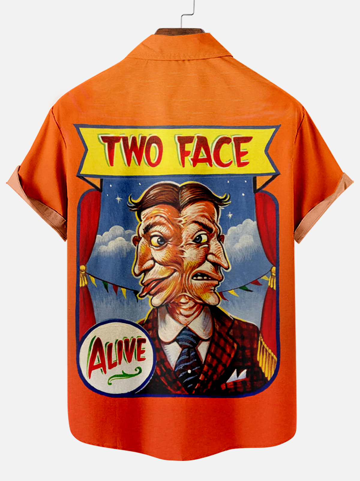 Men's Vintage Circus Pattern Casual Short Sleeve Shirt