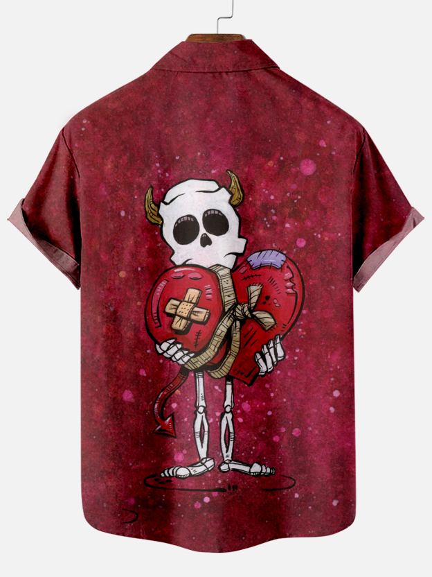 Men's Classic Day of the Dead Skull Graphic Short Sleeve Shirt