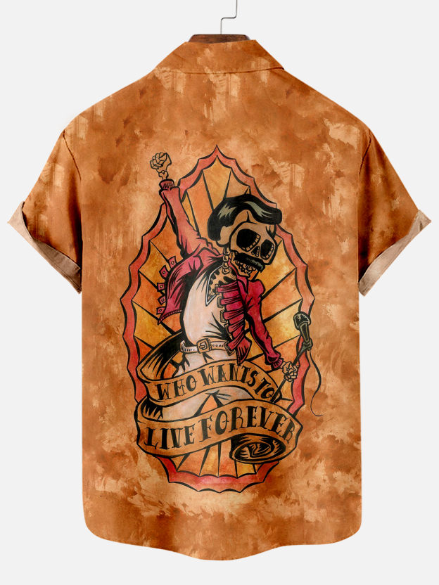 Men's Classic Day of the Dead Skull Graphic Short Sleeve Shirt