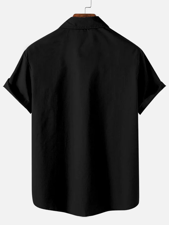 Men's Casual Contrast Lapel Short Sleeve Shirt