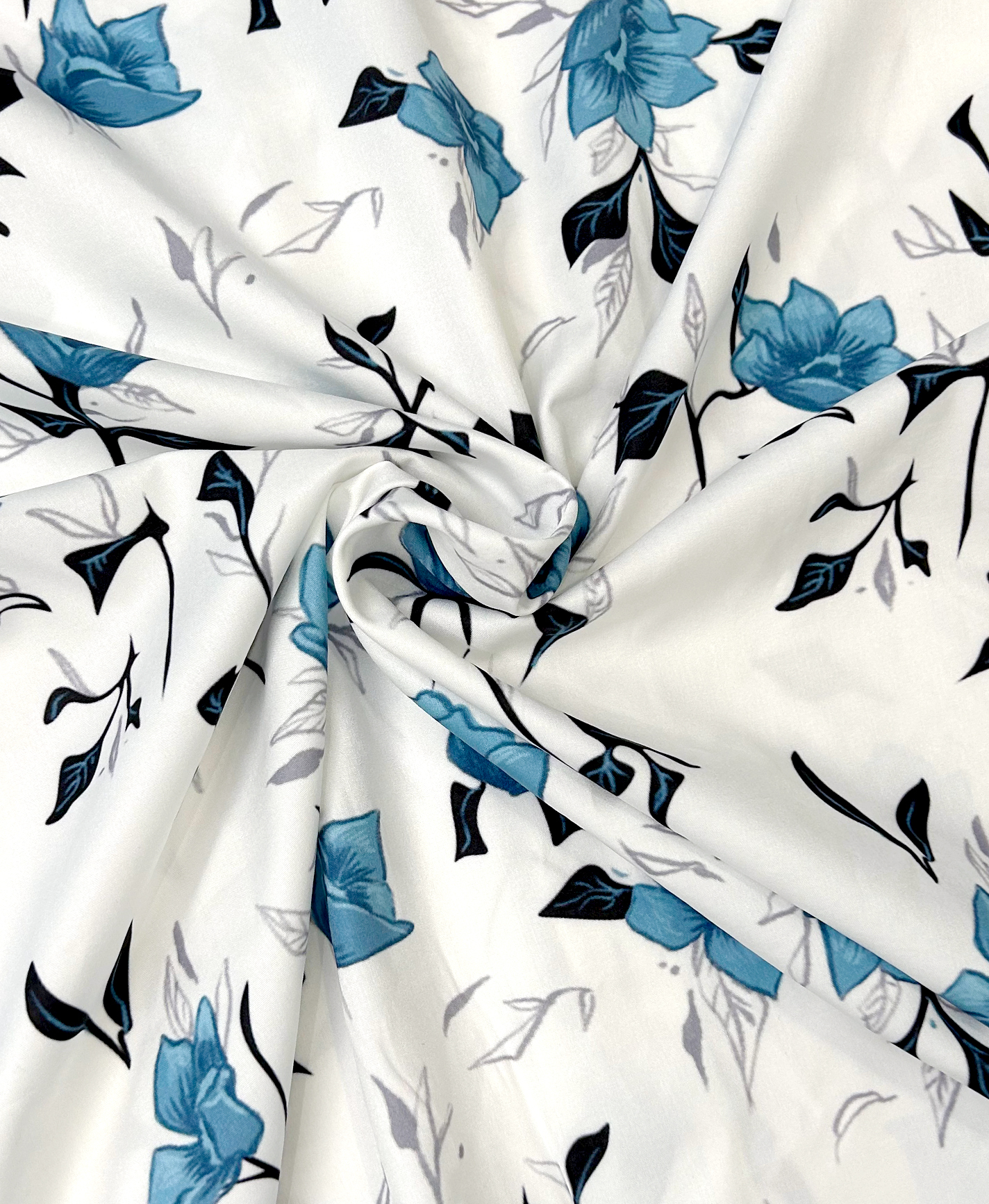 Men's Floral Hawaiian Shirt, Short Sleeve Button Down, White with Teal Roses Print