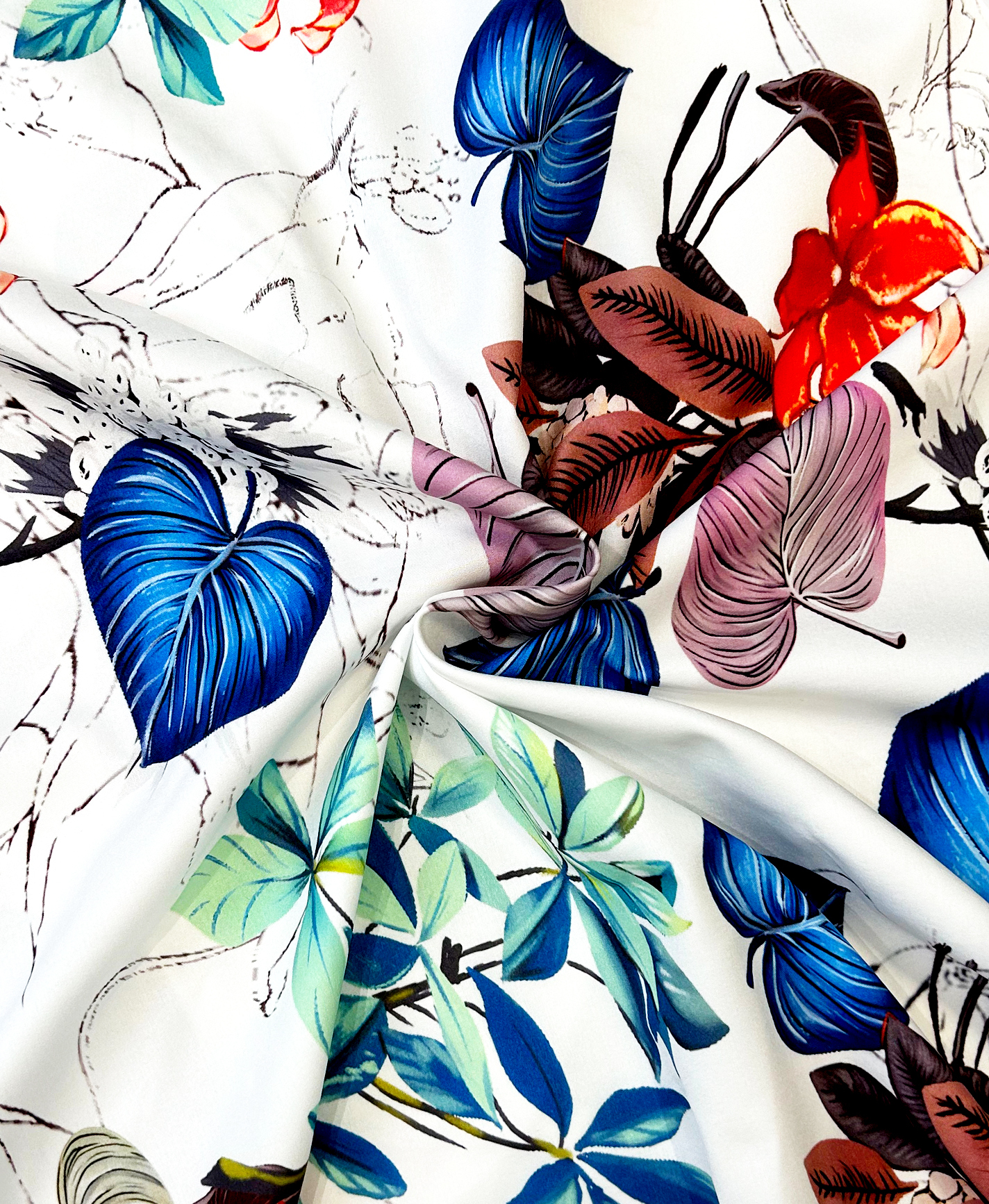 Men's Hawaiian Floral Print Short Sleeve Button Down Shirt, Tropical Leaves Pattern, White