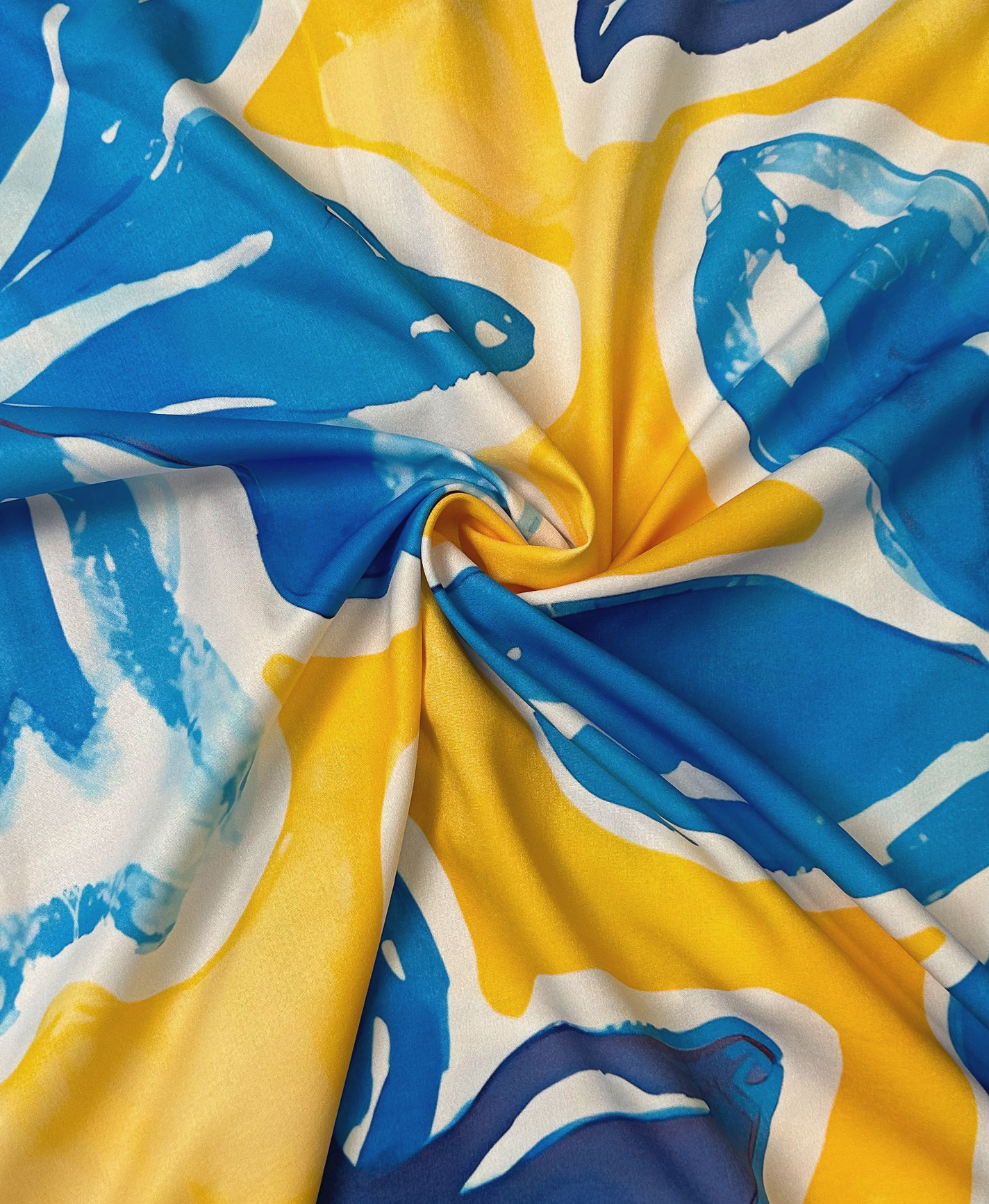 Men's Hawaiian Floral Print Shirt, Short Sleeve Button Down, Blue and Yellow Pattern