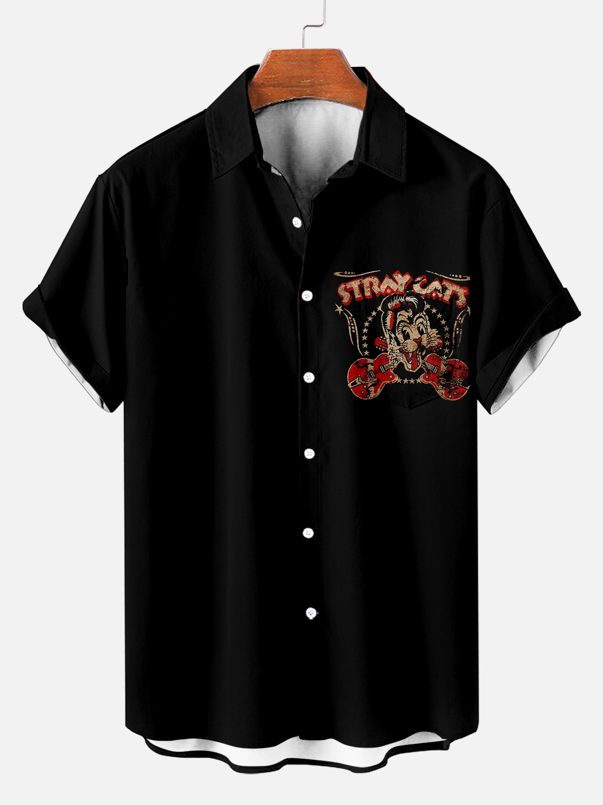 Reggae music skull pattern vacation casual short sleeved shirt