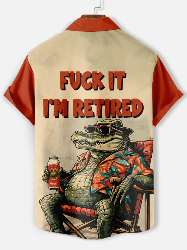 Men's funny cartoon animal slogan graphic short sleeve shirt